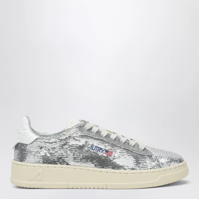 AUTRY DALLAS SPARKLING SNEAKERS IN GREY/WHITE SEQUINS