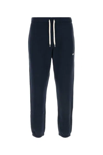 Autry Cotton Joggers Single Back Pocket Ribbed Cuffs In Blue