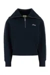 Autry Cotton Sweatshirt With High Collar And Ribbed Cuffs In Blue