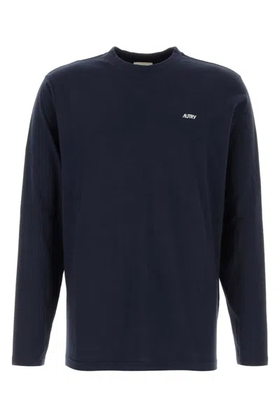 Autry Dark Blue Cotton T Shirt In Black