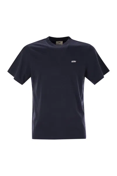AUTRY AUTRY DARK BLUE COTTON T-SHIRT