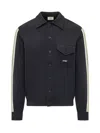 Autry Blue Viscose-nylon Band Details Overshirt In Dark Blue