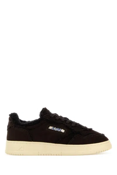 Autry Dark Brown Lace Up Sneakers In Multi