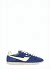 Autry Deep Blue Suede Sneakers With Cream Leather Accents In Blue