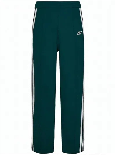 Autry Deep Green Relaxed Fit Jogger Pants With Contrasting Stripes