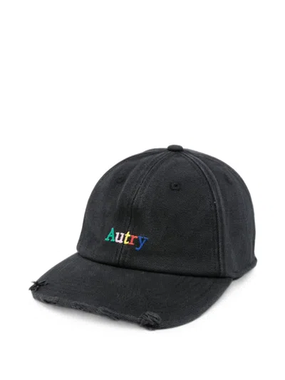 Autry Distressed Logo-embroidered Baseball Cap In Black
