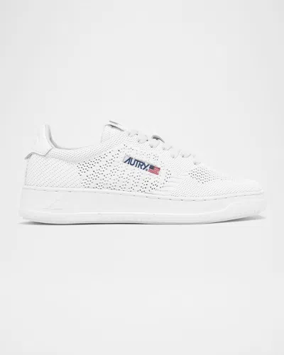 Autry Easeknit Low-top Cotton And Leather Sneakers In White