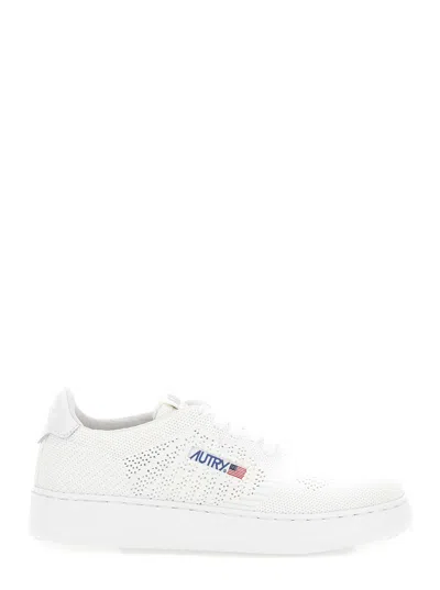 AUTRY MEDALIST EASEKNIT WHITE LOW TOP SNEAKERS WITH PERFORATED DESIGN IN KNIT WOMAN