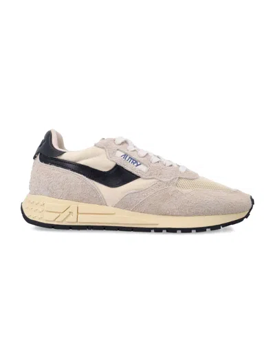Autry Ecru Reelwind Retro Suede Mesh Sneakers In Animal Print