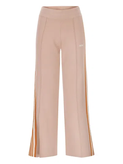 Autry Knitted Viscose Joggers In Tennis Style In Pink