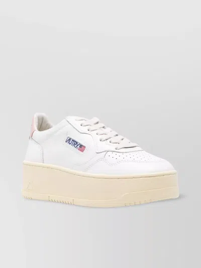Autry Elevated Leather Platform Sneakers In White