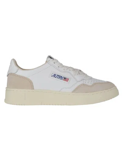 Autry Elevated White Low Sneakers With Textured Finish