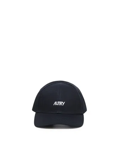 Autry Embro Blue Adjustable Cotton Hat In Black