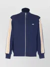 Autry Embroidered High Neck Jacket With Ribbed Cuffs In Blue