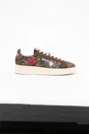 Autry Low-top Sneakers With Floral Embroidery In Rich Brown In Multi