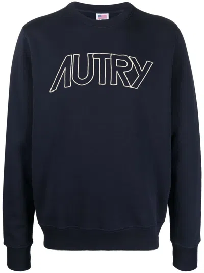 Autry Embroidered-logo Cotton Jumper In Blue
