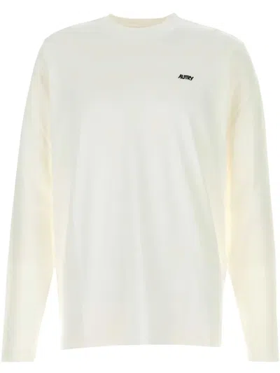 Autry Embroidered-logo Longsleeved T-shirt In White