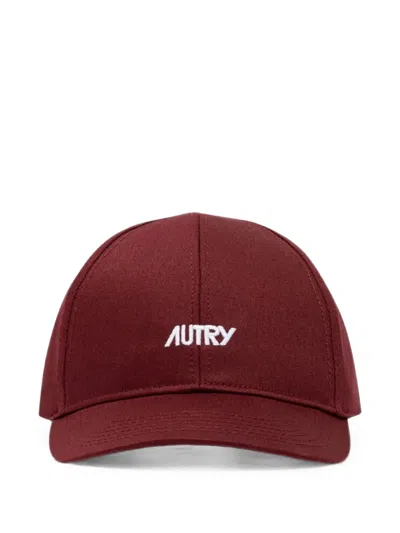Autry Embroidered-logo Baseball Cap In Burgundy