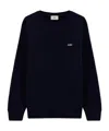 Autry Blue Crewneck Sweater With Logo Embroidered On The Front In Cotton Man In Black