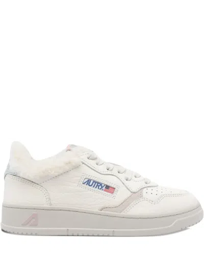 Autry Faux-fur Medalist Sneakers In White