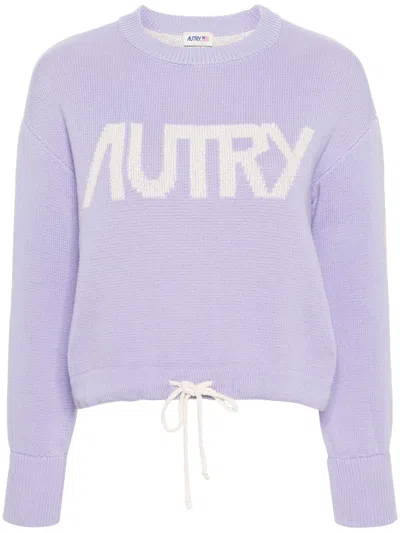 Autry Logo-intarsia Drawstring Jumper In Light Purple
