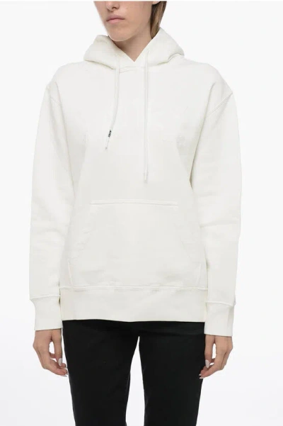 Autry Fleeced-cotton Hoodie With Tone On Tone Embroidery Logo In White