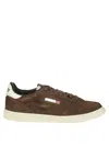 Autry Low Top Suede Sneakers With Contrast Sole In Marrone