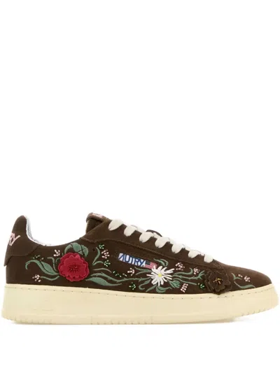 Autry Floral Dallas Suede Sneakers In Brown