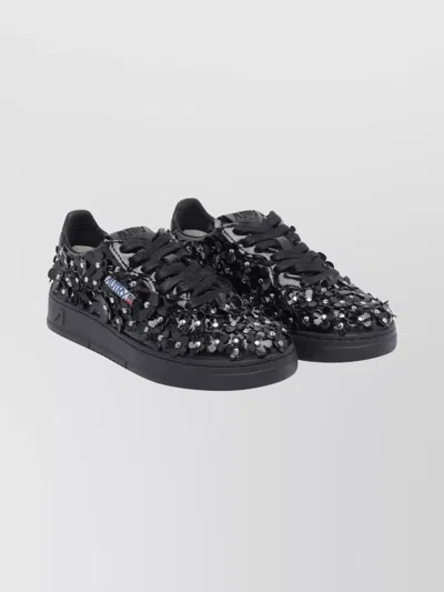 AUTRY FLORAL EMBELLISHED LOW TOP SNEAKERS