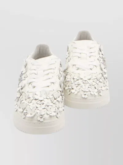 Autry Floral Embellished Low Top Sneakers In White