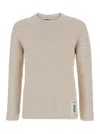 Autry Beige Crewneck Sweater With Logo Patch In White