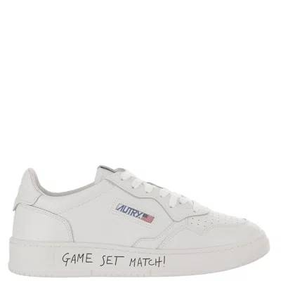 Autry Graffiti-embellished White Leather Sneakers