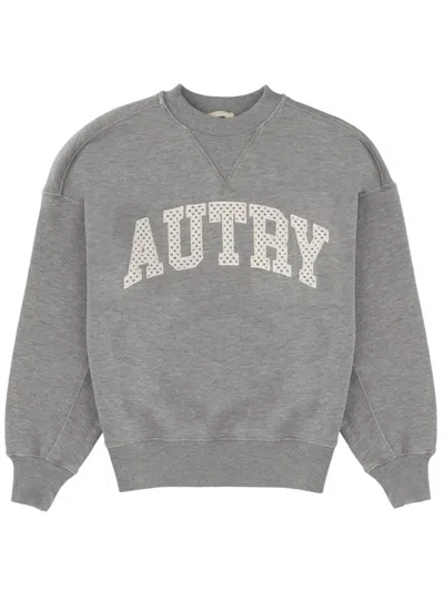 Autry Unisex Cotton Crew Neck Sweatshirt With Logo In Gray