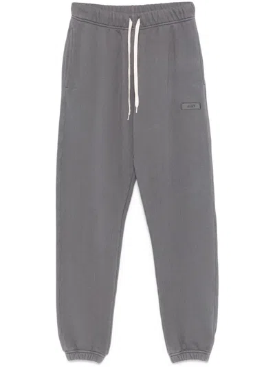 Autry Gray Cotton Sweatpants With Logo Embroidery In Grey