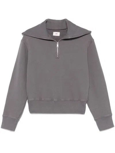 AUTRY GRAY COTTON SWEATSHIRT WITH ZIP