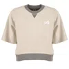 Autry Gray Melange Cotton Jersey Cropped Sweatshirt In Gray