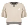 AUTRY AUTRY GRAY MELANGE COTTON JERSEY CROPPED SWEATSHIRT