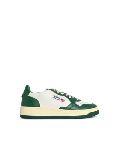 Autry Green And White Leather Medalist Sneakers In Multi