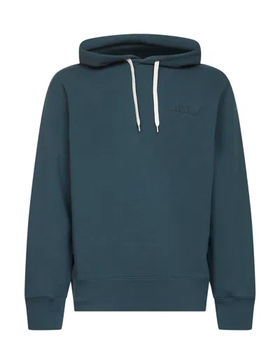 Autry Drawstring-hood Cotton Sweatshirt In Green
