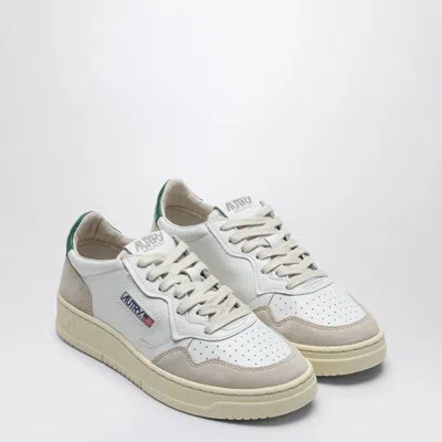 Autry Green Leather Nylon Sneakers In White