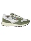 Autry Green And White Suede And Nylon Reelwind Low Sneakers In Green