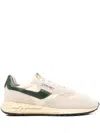 Autry Medalist Sneakers In Beige And Dark Green With Suede Inserts In Sand