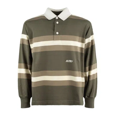 AUTRY AUTRY GREEN STRIPED RUGBY POLO