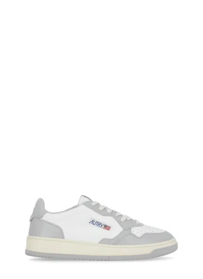 Autry Grey And White Two-tone Leather Medalist Low Sneakers