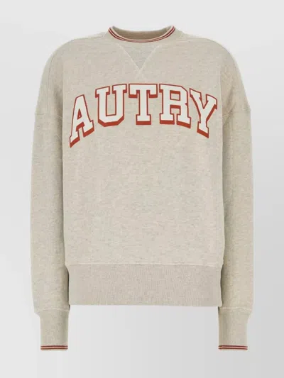 Autry Melange Light Grey Cotton Main Wom Sweatshirt In Beige