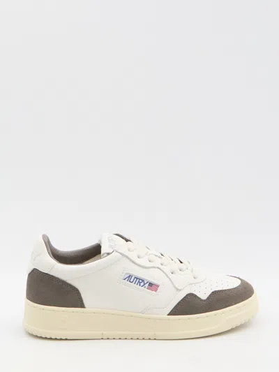 Autry Grey Leather Fabric Sneakers In White
