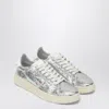 Autry Grey Leather Flats In Silver