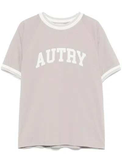 AUTRY GREY LOGO-PRINT T-SHIRT