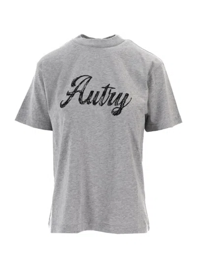 Autry Women Grey Logo T-shirt, S Luxury T-shirts For Women Darveys In Gray