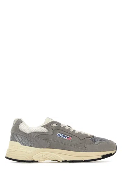 Autry Suede Hyperway Sneakers Mesh Panels Rubber Sole In Gray